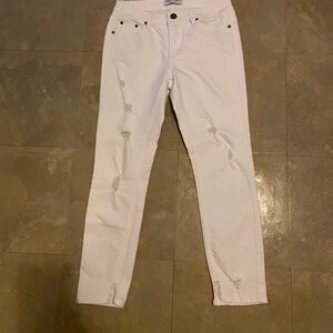 Eighty Eight White Distressed Skinny Jeans